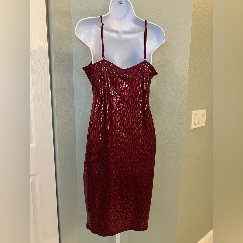 Express Sexy Sequin Strappy Midi Dress in Red, size Large, NWT! - Picture 2 of 6
